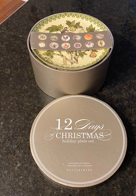 Pottery Barn 12 Days of Christmas Dessert Plates ~SET O F 12~NEW Open Box