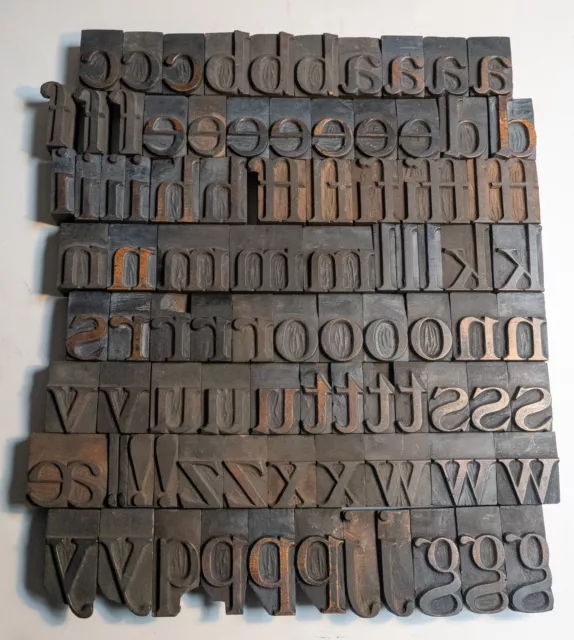 Letterpress wood type complete font lower case serif