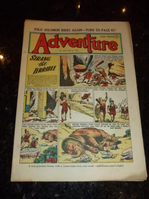 ADVENTURE Comic - No 1318 - Date 22/04/1950 - UK Paper Comic (Strang)