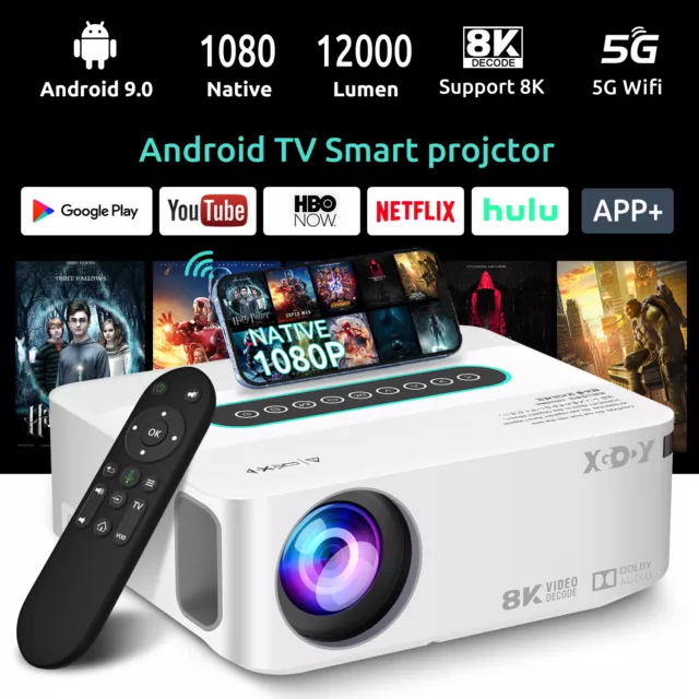 2023 NEU Beamer Projektor LCD 1080P 5G WiFi Bluetooth Android TV 9.0 HD Heimkino