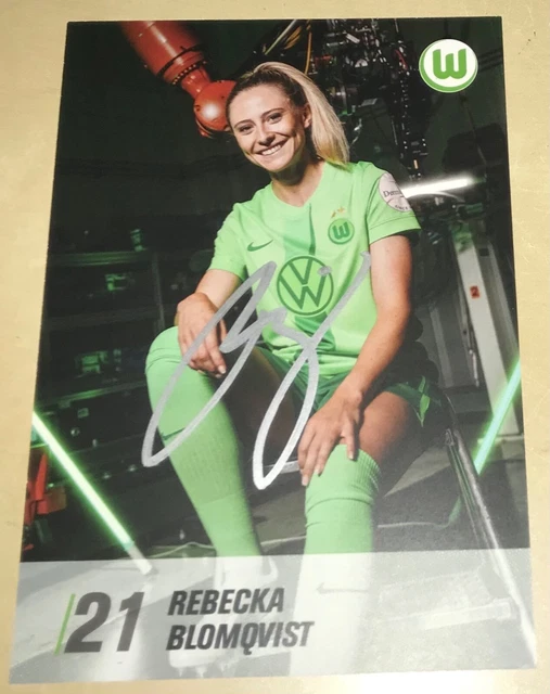 REBECKA BLOMQVIST ORIG. Signierte Autogrammkarte Wolfsburg DFB Frauen ...