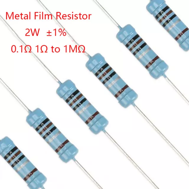 20pcs 2W Metal Film Resistor Tolerance ±1% Full Range of Values 0.1Ω 1Ω to 1MΩ