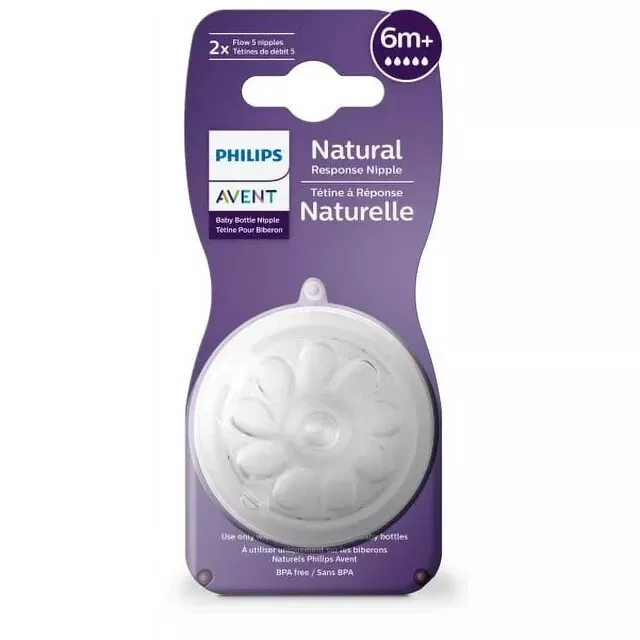 Philips Avent Natural Response Nipple Flow 5 6M+ 2 Ct Designed babies 6 Month