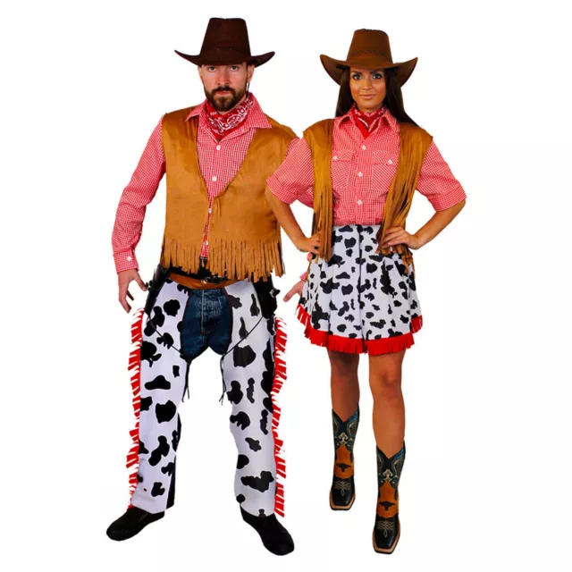 COUPLES COWBOY AND Cowgirl Costume Mens Ladies Wild West Fancy Dress Outfit  EUR 40,72 - PicClick IT