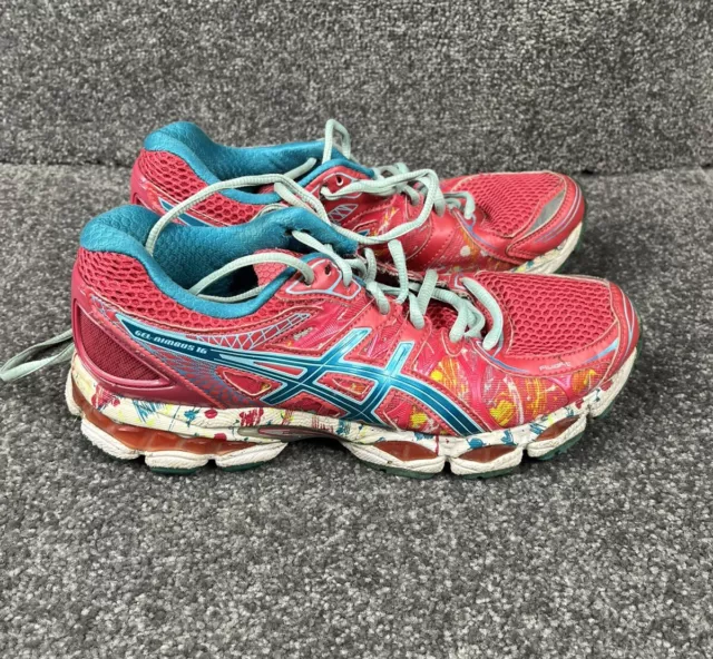 Asics Gel-Nimbus 16 Womens US 8.5 Pink Blue Running Athletic Shoes Cross Trainer