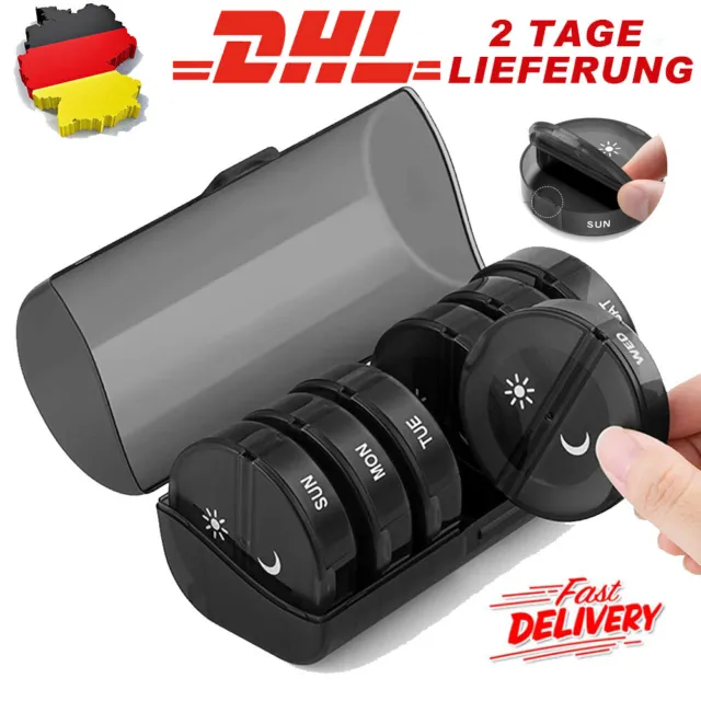 Tablettenbox Für 7 Tage Pillendose 2 Fächer pro Tag Pillenbox Medikamentenbox DE