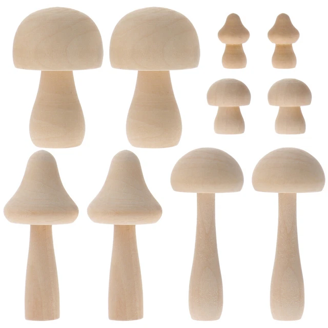 10 Pcs DIY Doodle Mushroom Wooden Mushroom Peg Dolls Model Decorations Toddler