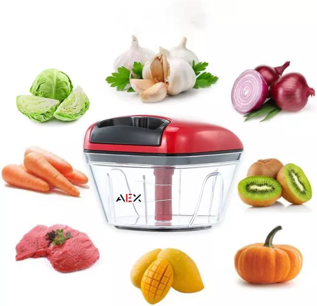 AEX Manual Food Processors Multi-Function & Chopper with Cover and Handle, Garl