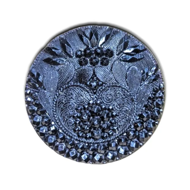 Black Glass Lacy Button Floral Background Twinkle Lovely Plate and Loop 45 L