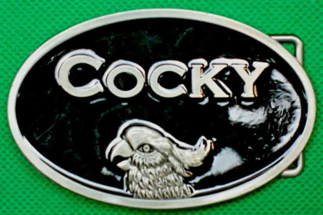 Belt Buckle "BLACK COCKY HEAD" Oval, Custom Made to Fit 4 cm Belt, DIY, No Belt!