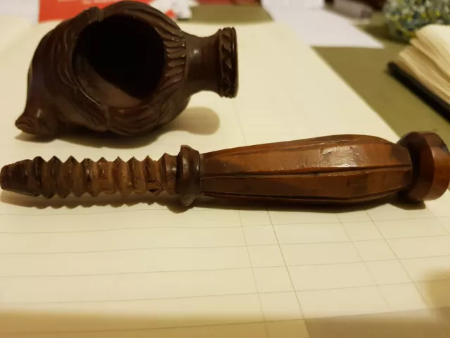 Vintage  Carved Wood Nut Cracker  6.5" Long