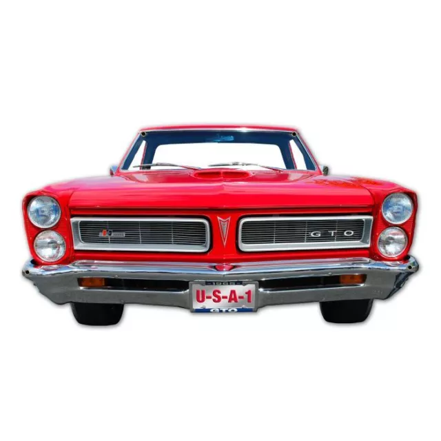 Red 1965 Pontiac GTO Front End Flat Metal Sign - 25" x 13"