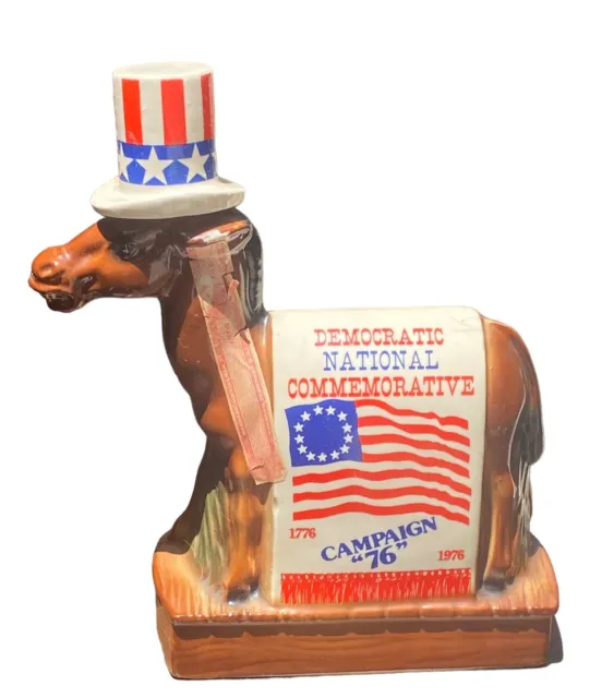 1976 Commemorative Democratic National Convention Liquor Decanter Donkey Vintage