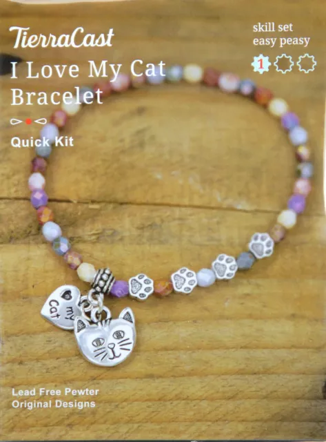 I Love My Cat, Bracelet Kit By TierraCast, Makes 1 Bracelet, Do It Yourself Kit