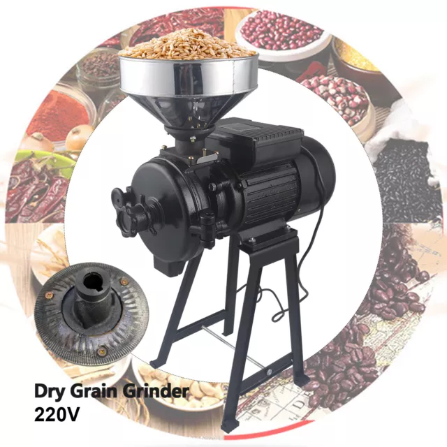 2200W Electric Grinder Mill Grain Corn Wheat Feed/Flour Dry Wet Cereal Machine