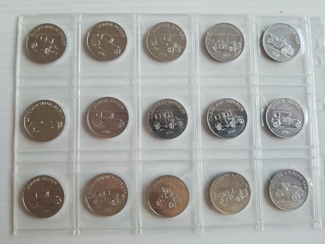 RARE 1960'S SUNOCO Franklin Mint Antique Car Set 15 Coin Collection $26