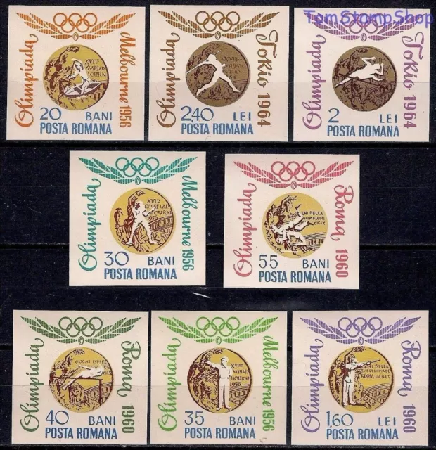 Romania 1964 Olympic Gold Medals Canoe High jump Wrestling Boxing Shooting MNH/3