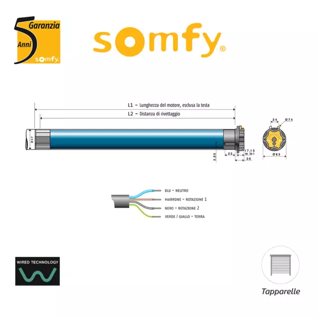 Motor para Persianas Somfy LT50 HIPRO WT 17 2