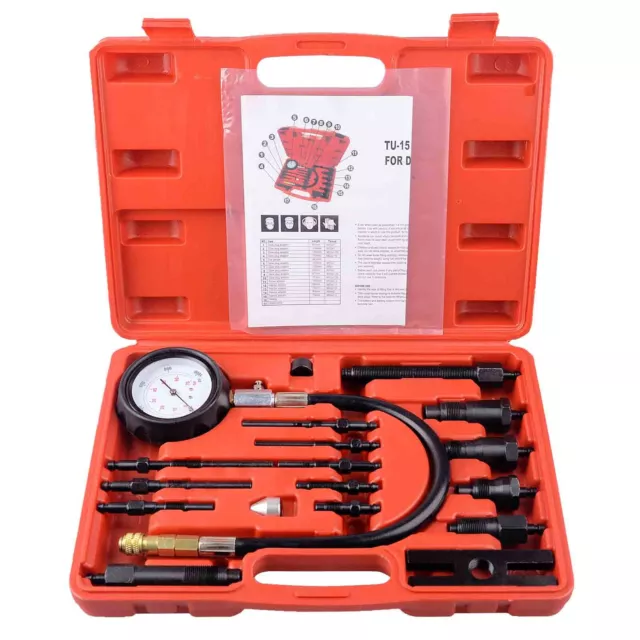 Diesel Engine Cylinder Pressure Compression Test Tester Set TDI CDI Car Tool Kit