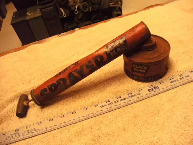 Vintage Black Flag Insect Sprayer , Has the Tin Can Liquid Container
