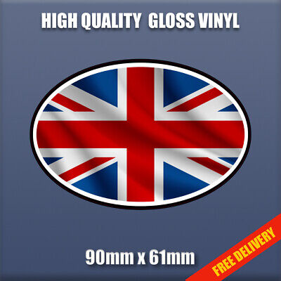 UK - Union Jack, Oval Self Adhesive Vinyl  small sticker, Camper, Car, Van, S264