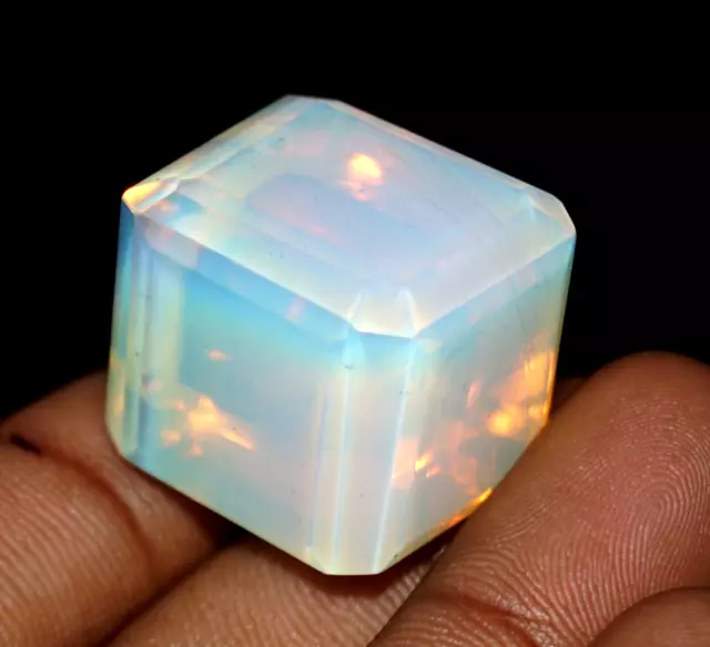 121.44 Ct Natural Green Opal Cube Cut Welo Australian Certified Untreated Gems