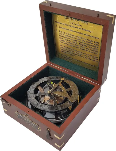 5" Brass Sundial Compass Vintage Gillbert Nautical Antique compasses solid