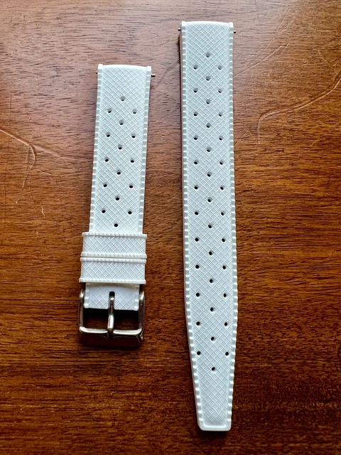 Bracelet De Montre Silicone Blanc - Modèle Vague - Largeurs 16 à 24 Mm - Neuf Avec étiquettes