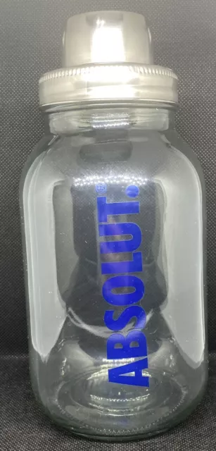 Rare Absolut Vodka Branded Glass Mason Jar Cocktail Shaker Collector Breweriana