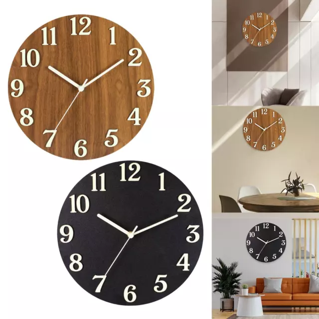 Horloge murale lumineuse Horloge murale en bois créative à piles pour la