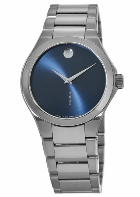 MOVADO Mens Defio Museum Stainless Steel Blue Dial Quartz Watch 0606335 0606333