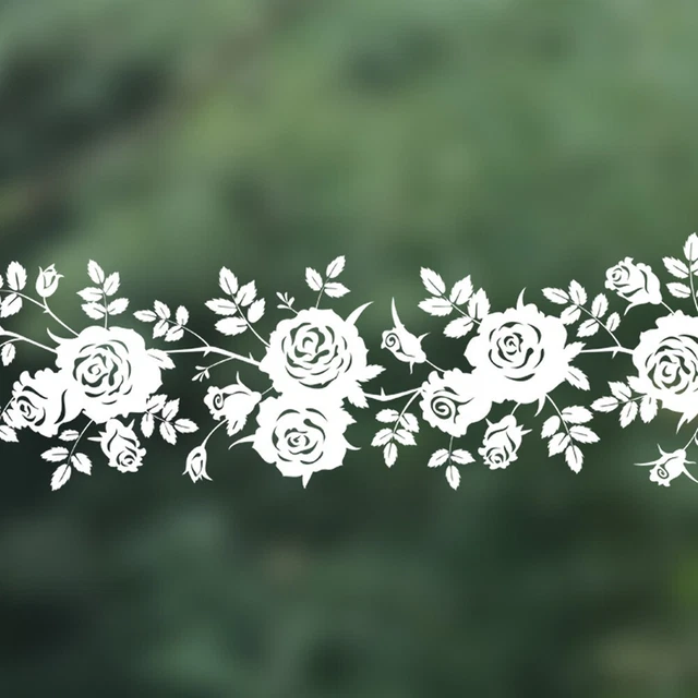 High Quality Removable White Flower Rattan Wall Sticker for Home Decoration