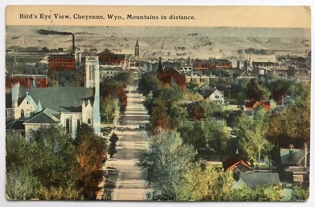 1911 WY Postcard Cheyenne Wyoming Bird's Eye View aerial town Barkalow Bros