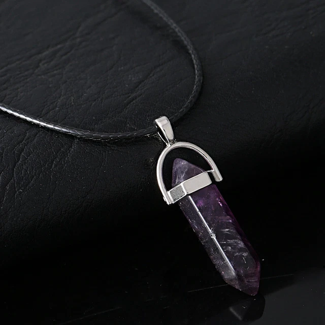 Natural Hexagonal Point Wand Gemstone Pendant Chakra Quartz Crystal Necklace US 11