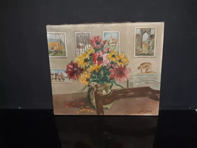 Tableau Hst nature morte 19 Eme Signe exposition Versailles 1894 au dos