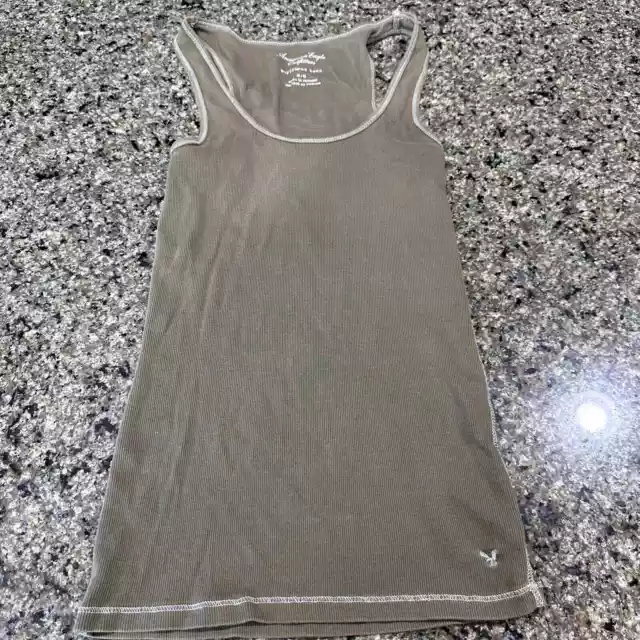 American Eagle Boyfriend Tank Top Womens Medium Green Sleeveless Cotton Blend