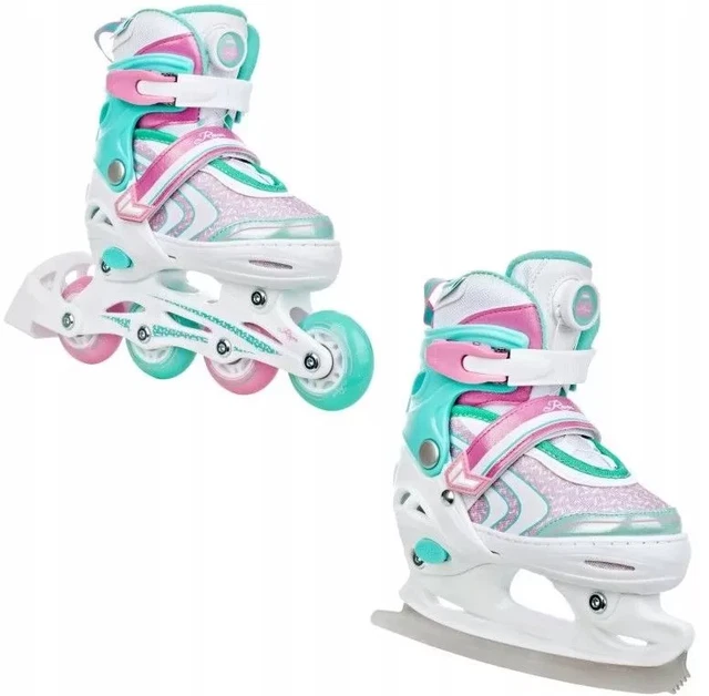 RAVEN Spirit Roller En Ligne Et Patins à Glace 2-en-1 - Taille Ajustable 33 à 43 - Roues PU ABEC7 - Triple Fermeture - Coque Semi-Souple