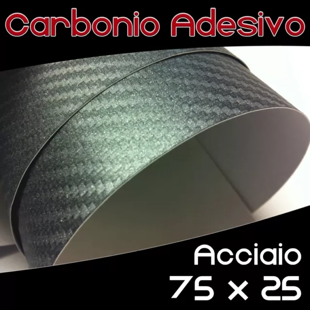 Pellicola Adesiva CARBONIO Acciaio - 75 x 25