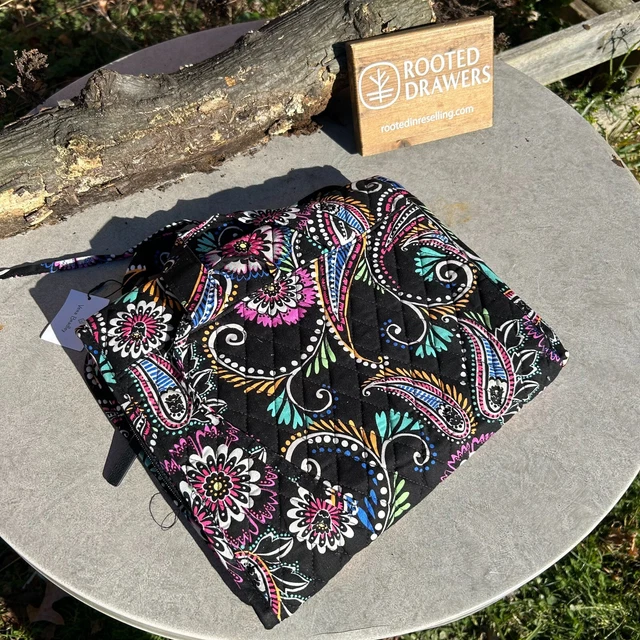 NWT Vera Bradley Hanging Organizer Paisley Colorful Black Pink Foldable Bag NEW