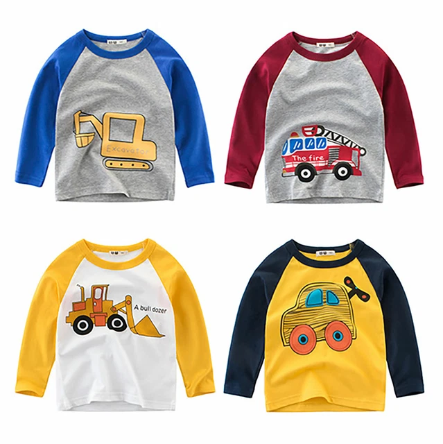 T-shirt neonato bambini maniche lunghe pullover primavera cartoni animati casual camicetta