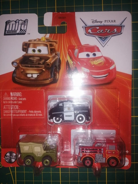 Lot 3 mini voitures cars racer Disney Pixar Mattel en metal neuf news 2023