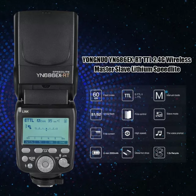 YONGNUO YN686EX-RT 2000mAh Speedlite 2.4G Wireless HSS 1/8000s TTL/M/MULTI Flash