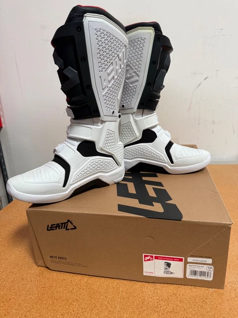 Leatt Protection NEW LEATT 5.5 FlexLock Motocross MX Dirt Bike Boots White/Black Size 10 ...