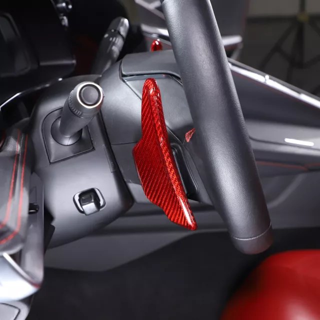 Red Real Carbon Fiber Gear Shift Paddles Paddle Shifters For Corvette C8 2020-23