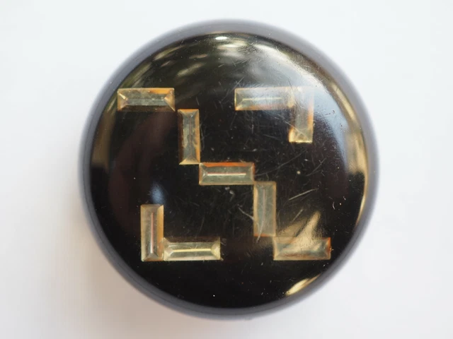 Ancien Bouton Art Déco : Barrettes de Strass Géométriques en Inclusion - TBE