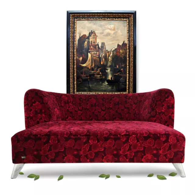 BRETZ Sofa RARITÄT Rosenstoff Klassiker Loveseat rot Chill Designklassiker Möbel