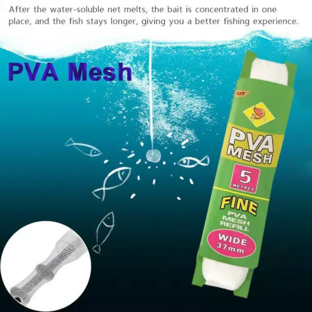 1Pc PVA Mesh, Carp Fishing Tackle PVA Net Dissolving Soluble Bait Refill  Feeder Mesh Stocking Bag Bait Bags Fishing Accessories 