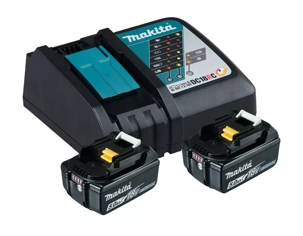 Makita Puissance Source Kit 18V 5,0 Ah Chargeur Dc 18 RC 2x BL1850B 197570-9