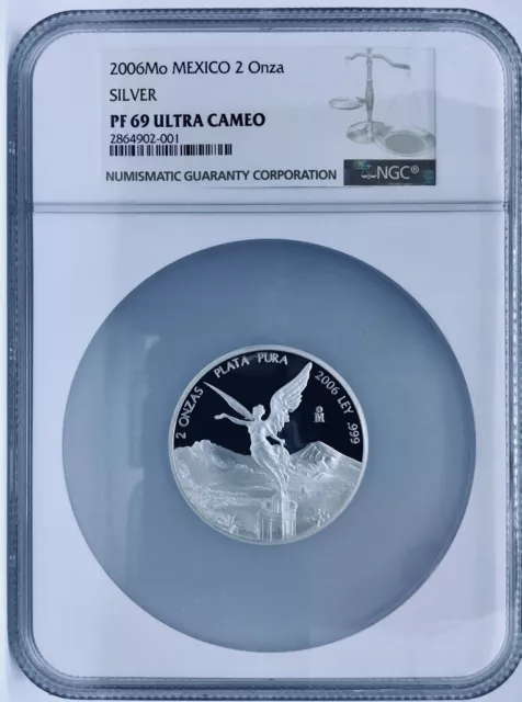Mexico LIBERTAD 2 oz Silver 2006 PROOF -NGC PF69- RARE! Mintage Only:1,100