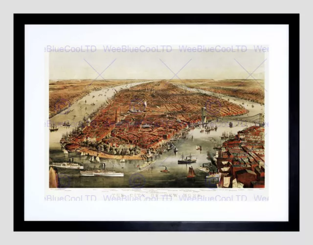 Cultural Map New York City 1870 Memorabilia Postcard Advert Art Print B12X681